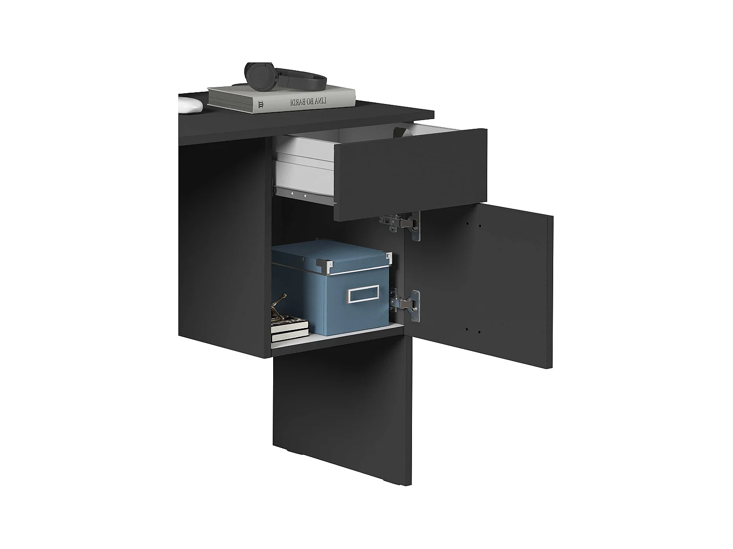 Scrivania Easy 1 anta e 1 cassetto antracite opaco 110x50x75 cm