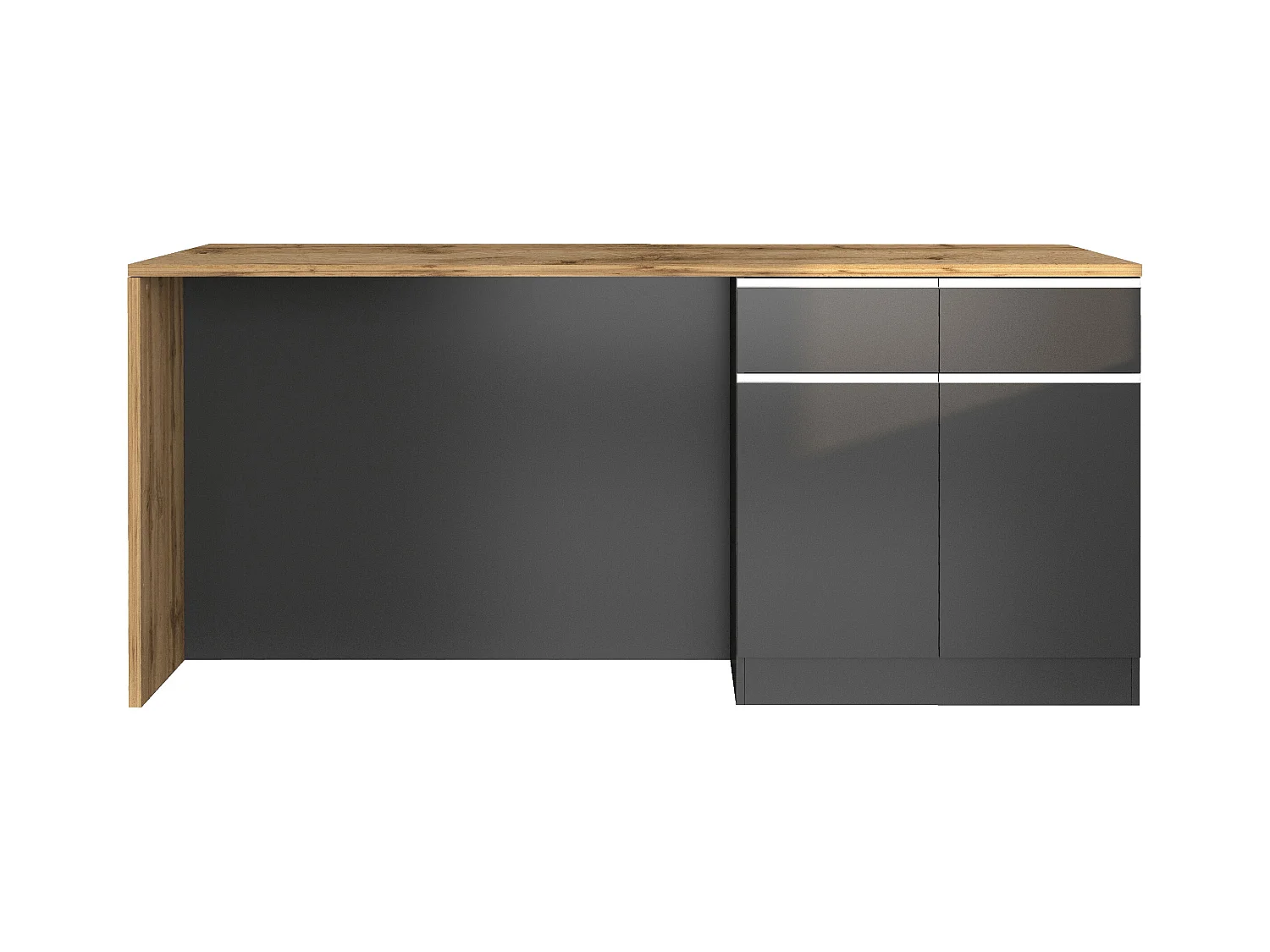 Isola da cucina Sole a 4 ante e 4 cassetti antracite opaco/rovere 200x90x90 cm