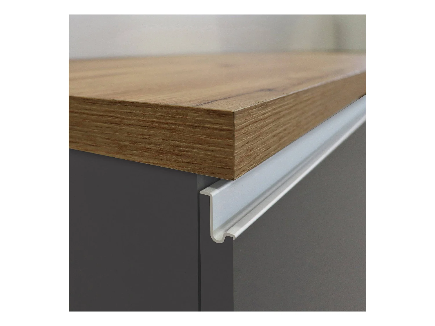 Isola da cucina Sole a 4 ante e 4 cassetti antracite opaco/rovere 200x90x90 cm