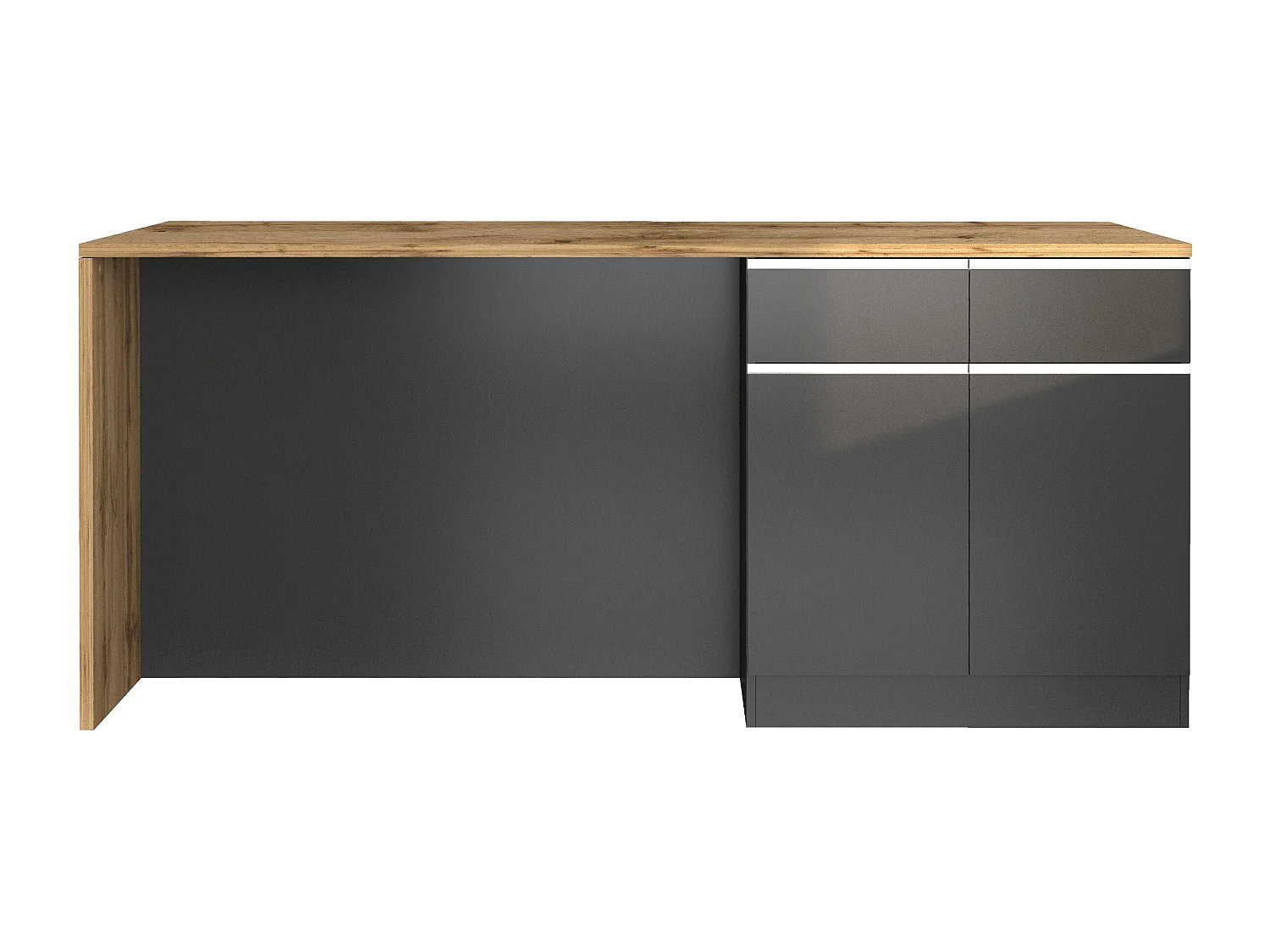 Isola da cucina Sole a 4 ante e 4 cassetti antracite opaco/rovere 200x90x90 cm