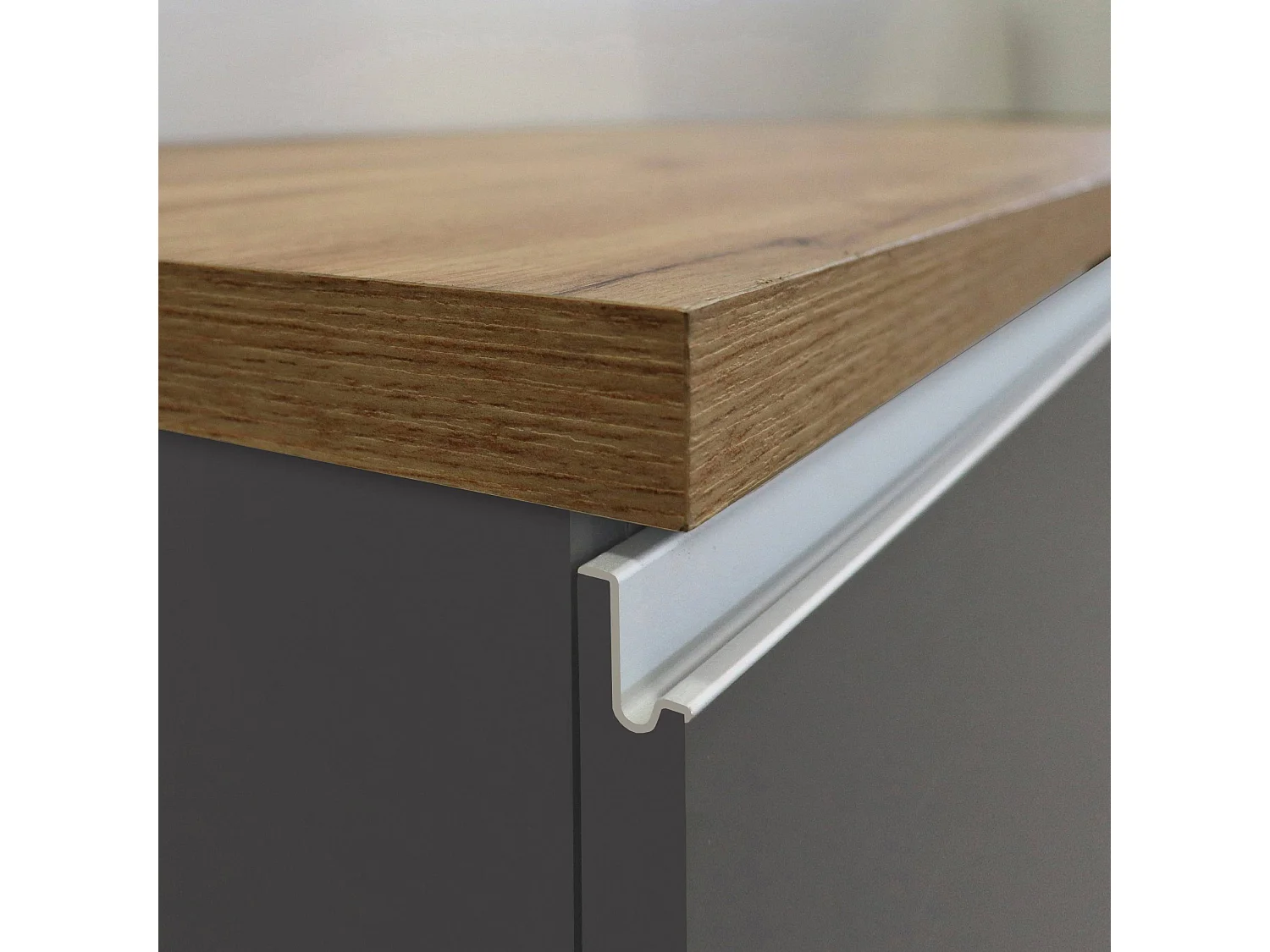 Isola da cucina Sole a 4 ante e 4 cassetti antracite opaco/rovere 200x90x90 cm