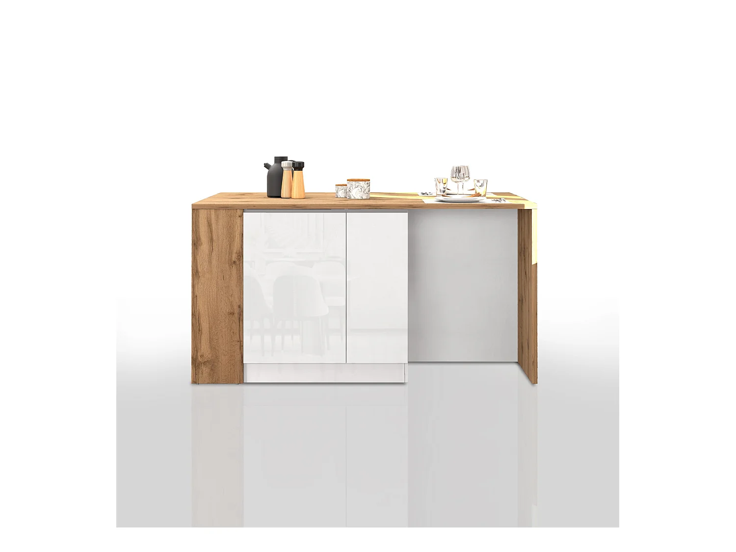 Isola da Cucina Effetto Legno Bianco Lucido/Rovere 168x90x91 cm