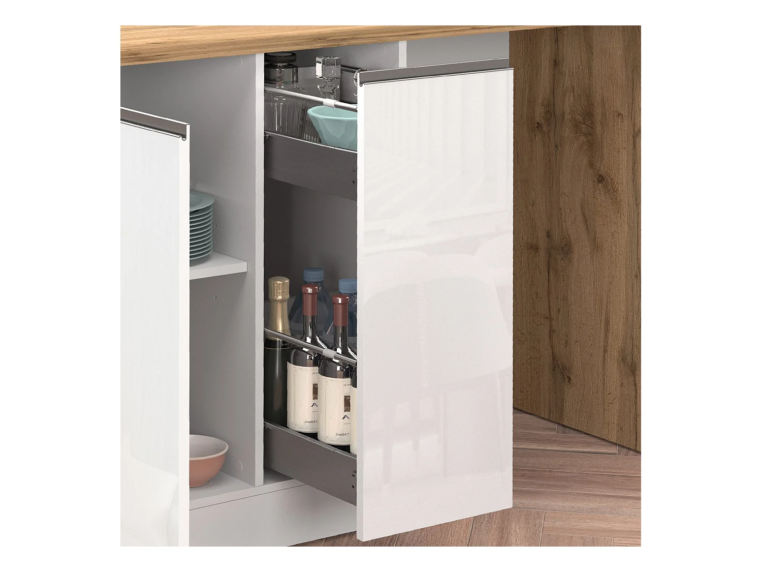 Isola da Cucina Effetto Legno Bianco Lucido/Rovere 168x90x91 cm