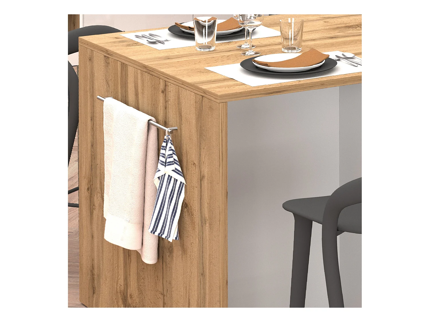 Isola da Cucina Effetto Legno Bianco Lucido/Rovere 168x90x91 cm