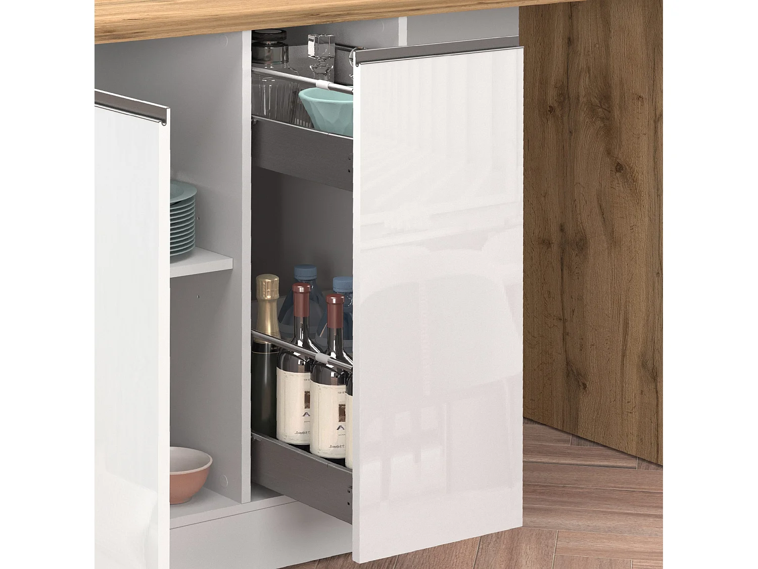 Isola da Cucina Effetto Legno Bianco Lucido/Rovere 168x90x91 cm