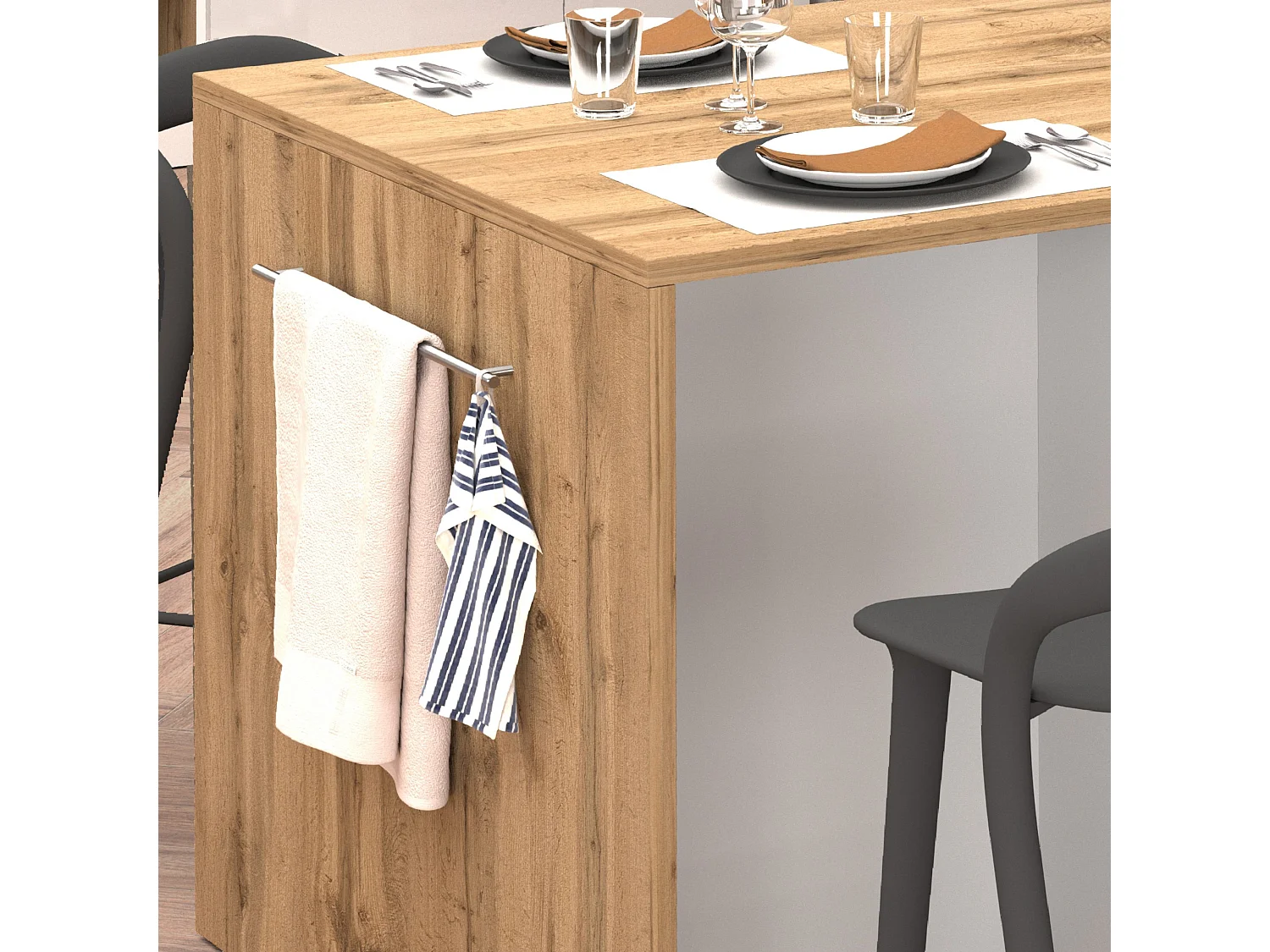 Isola da Cucina Effetto Legno Bianco Lucido/Rovere 168x90x91 cm