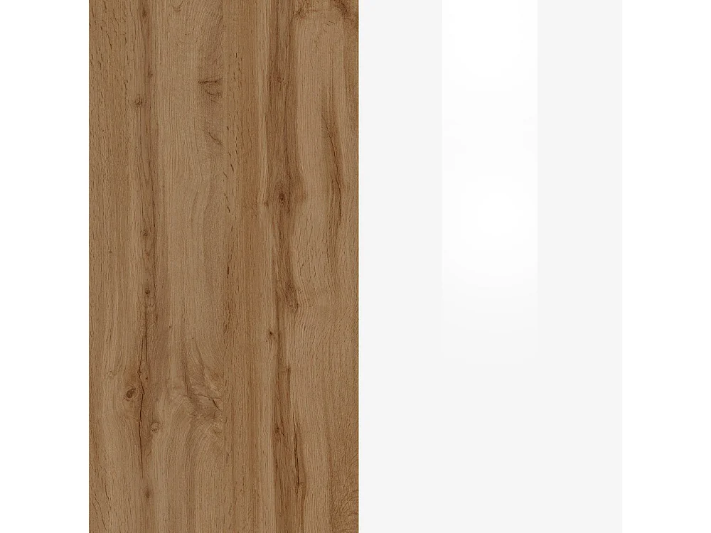 Îlot de cuisine Sole avec 2 portes et 2 tiroirs blanc brillant et chêne 160x90x90 cm