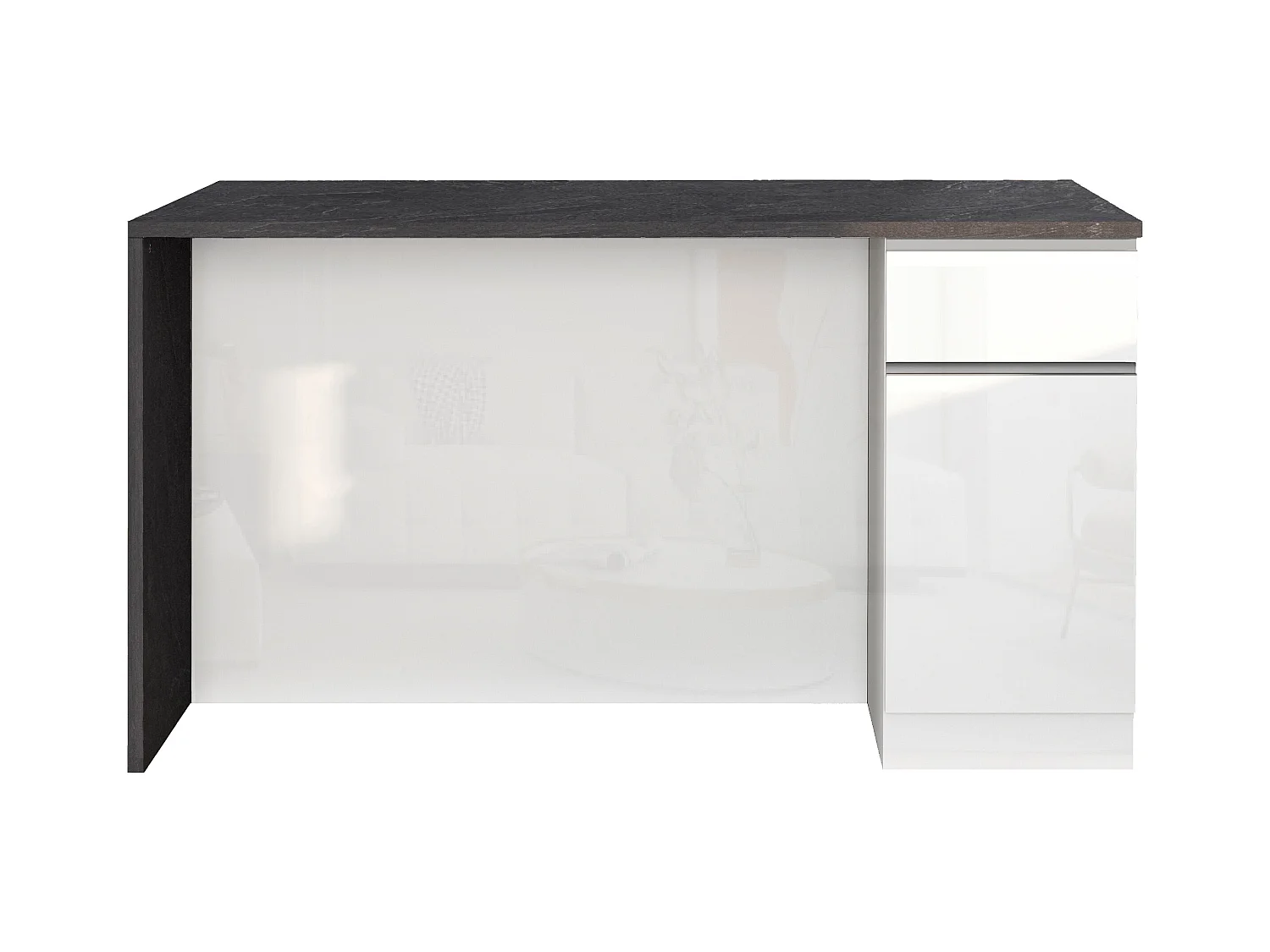 Isola da cucina Sole a 2 ante e 2 cassetti bianco lucido e report 160x90x90 cm