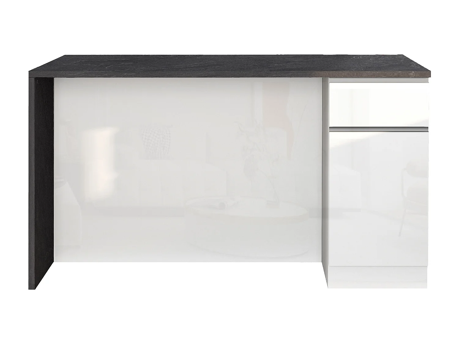 Isola da cucina Sole a 2 ante e 2 cassetti bianco lucido e report 160x90x90 cm