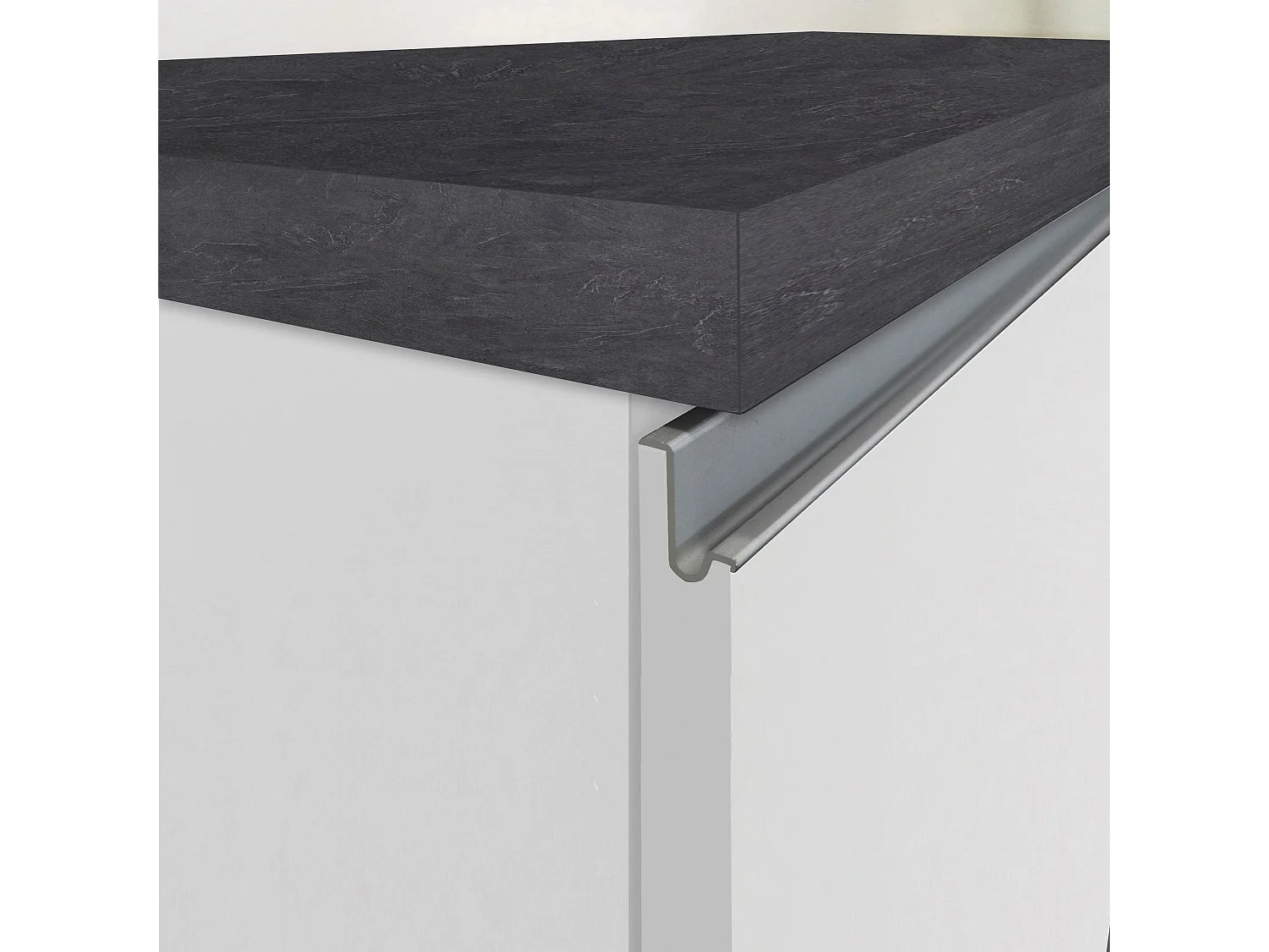 Îlot de cuisine Sole avec 2 portes et 2 tiroirs blanc brillant et ardoise report 160x90x90 cm