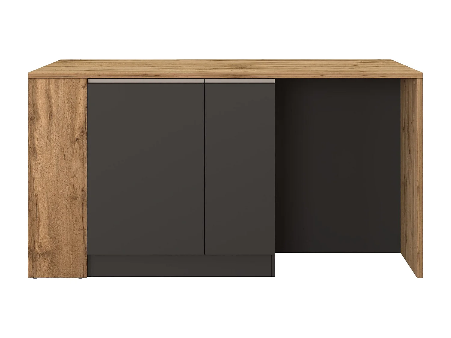 Isola da cucina Sole 2 ante 2 cassetti e 1 scaffale antracite opaco/rovere 168x90x91 cm