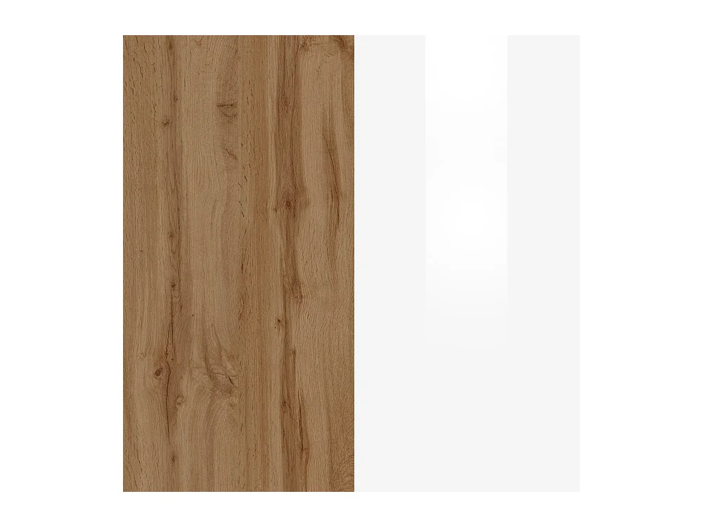 Isola da cucina Sole a 4 ante e 4 cassetti bianco lucido e rovere 200x90x90 cm