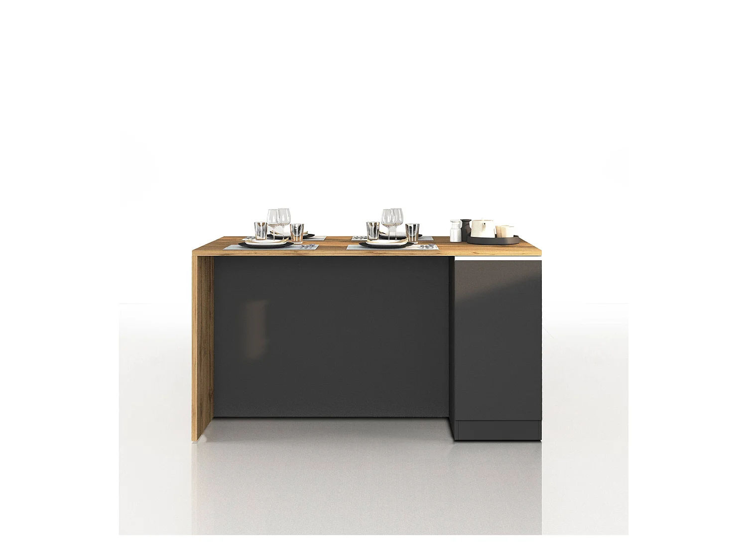 Isola da cucina Sole a 2 ante antracite opaco/rovere 160x90x90 cm