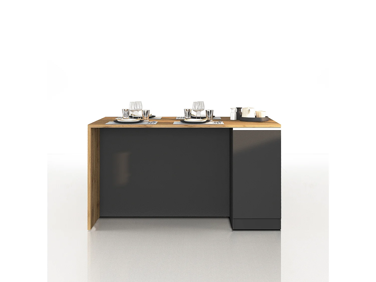 Îlot de cuisine Sole à 2 portes anthracite mat/chêne 160x90x90 cm