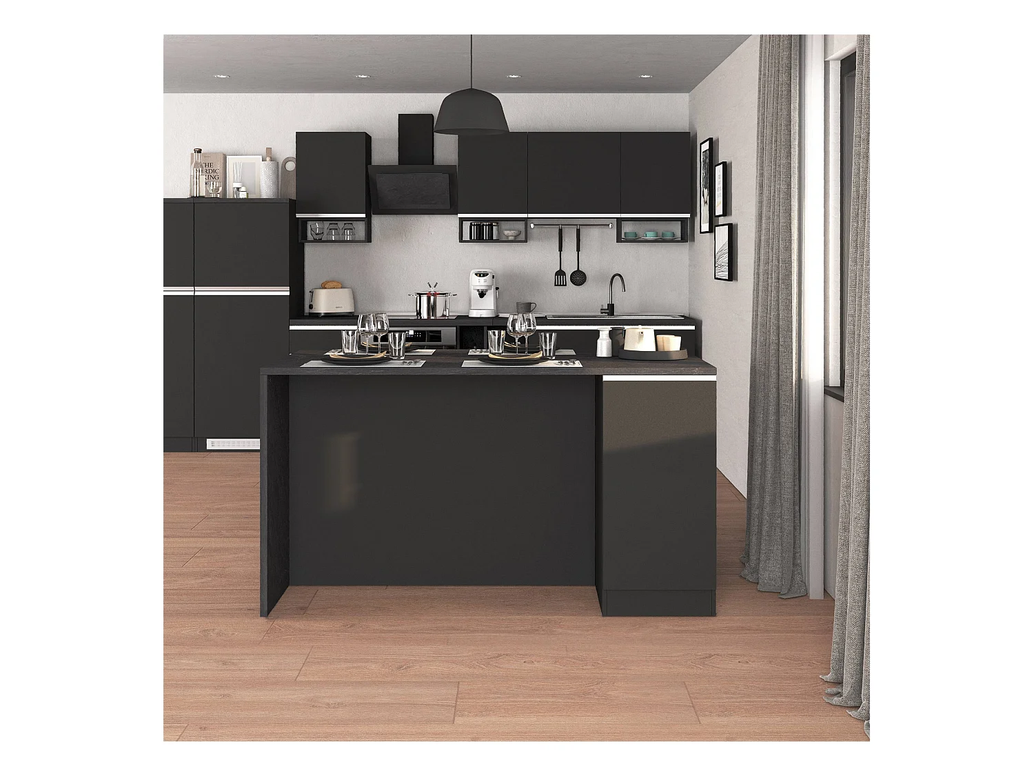 Isola da cucina Sole a 2 ante antracite opaco/report 160x90x90 cm