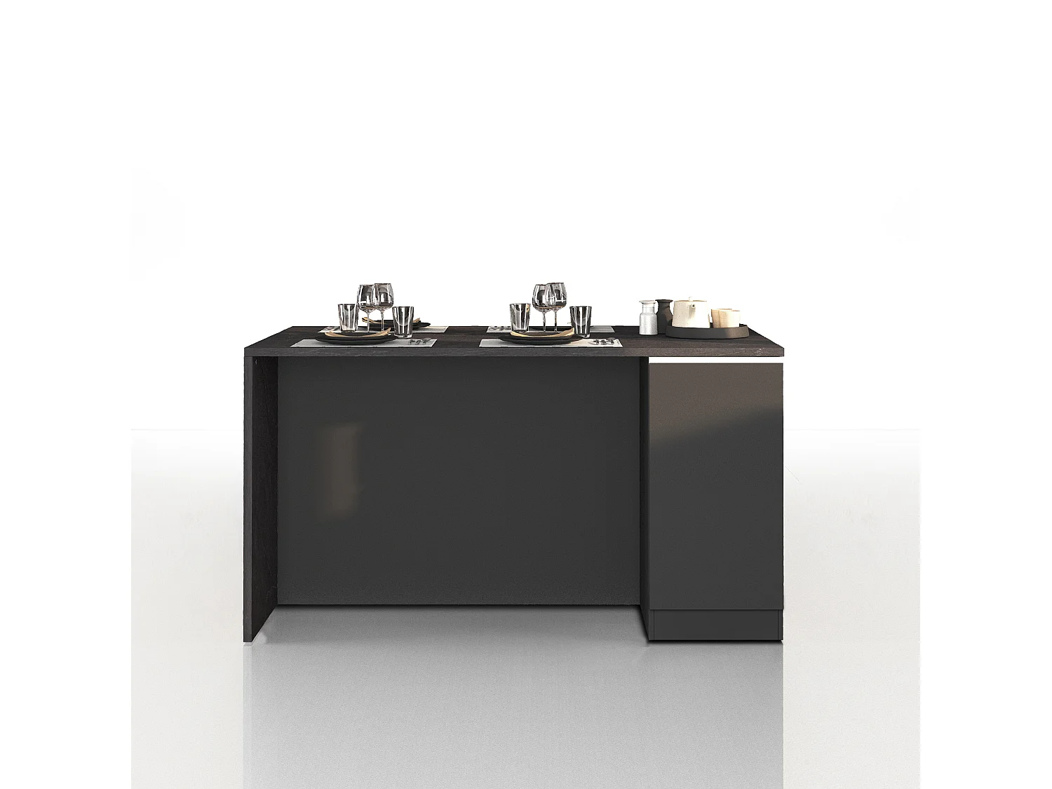Isla de cocina Sole con 2 puertas en antracita mate/report 160x90x90 cm
