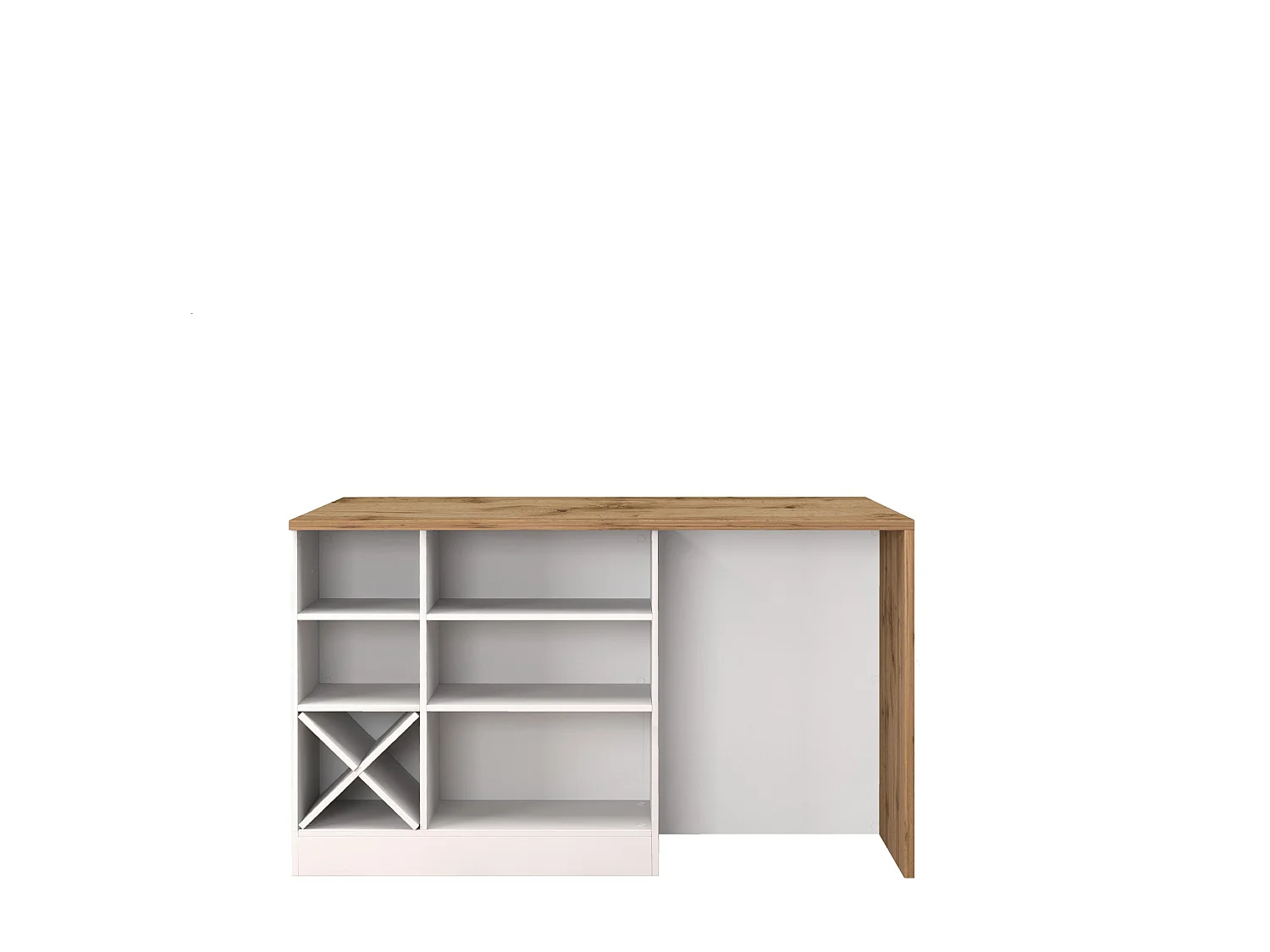 Isola da cucina Sole con 1 anta 2 cassetti e 6 vani bianco lucido/rovere 153x90x91 cm