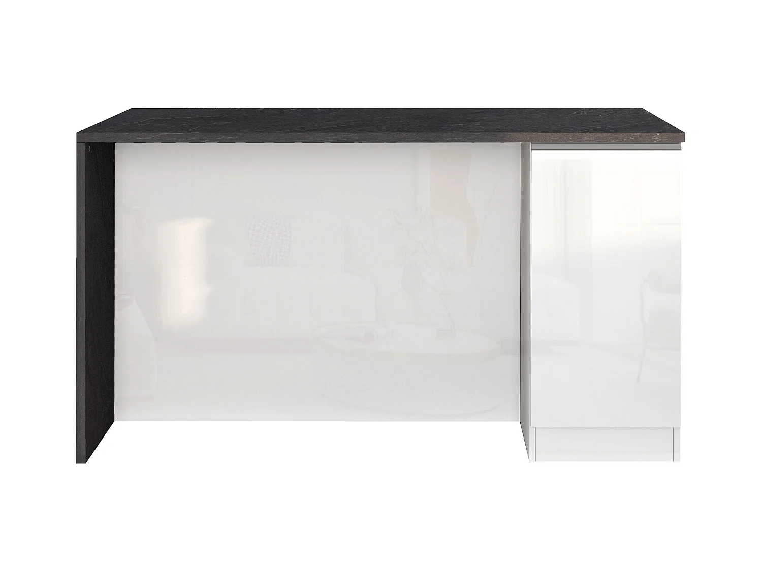 Isola da cucina Sole a 2 ante bianco lucido e report 160x90x90 cm