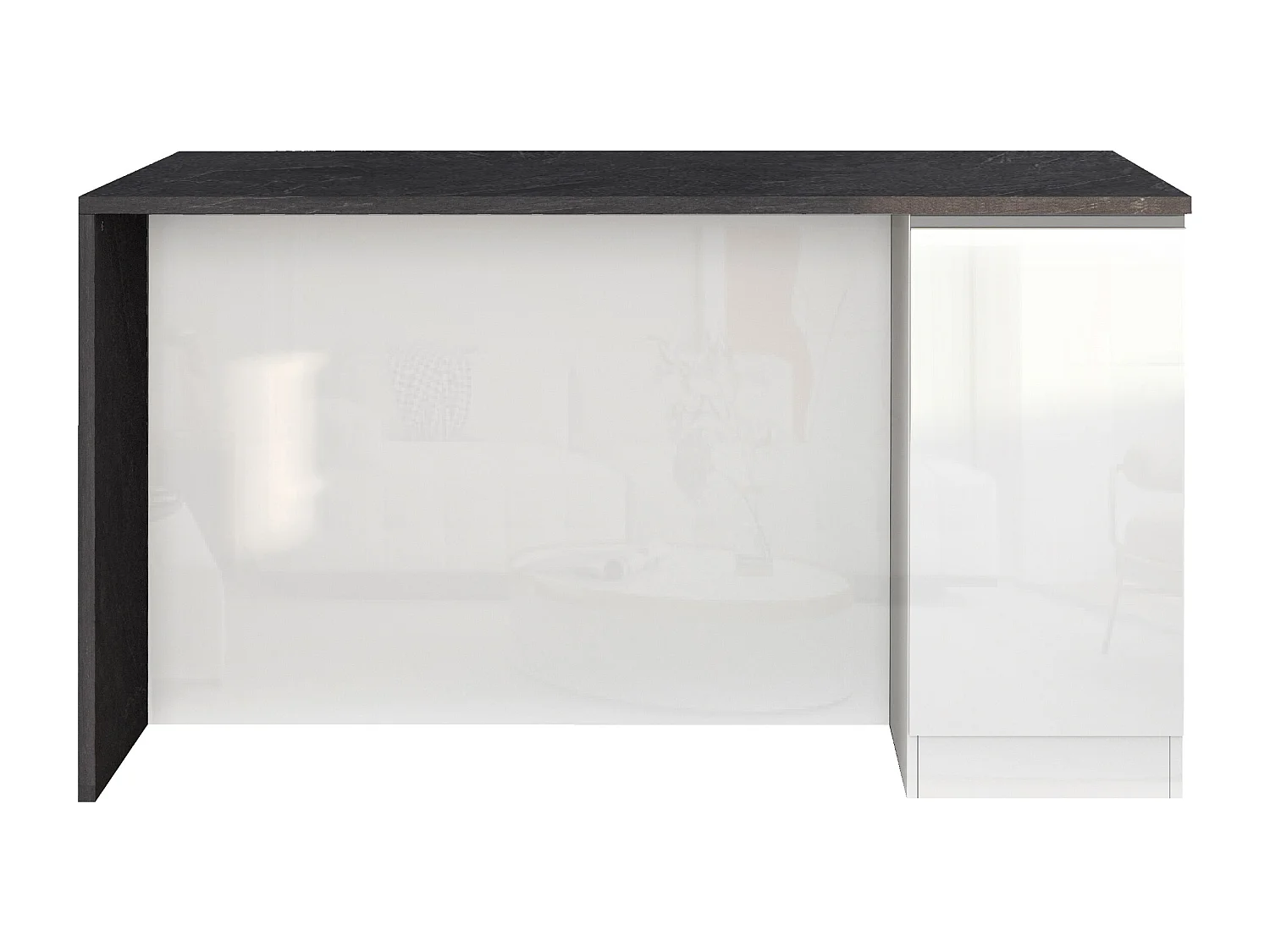 Isola da cucina Sole a 2 ante bianco lucido e report 160x90x90 cm