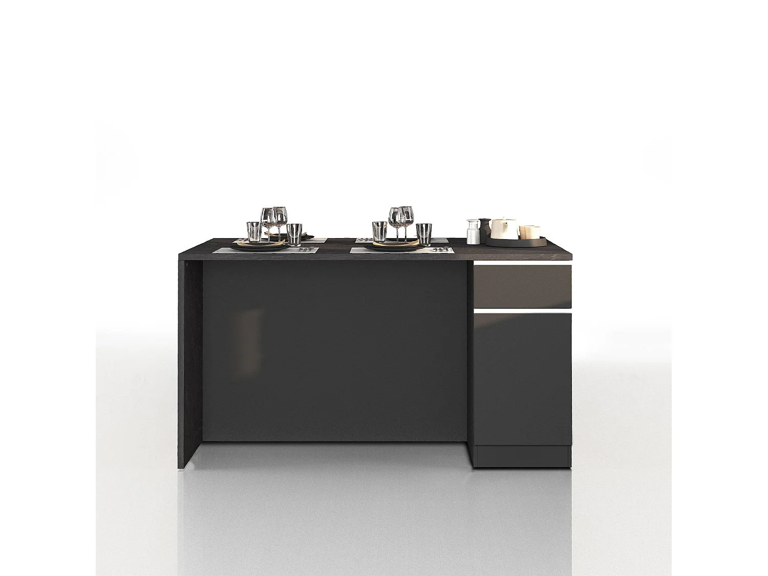 Isola da cucina Sole a 2 ante e 2 cassetti antracite opaco/report 160x90x90 cm