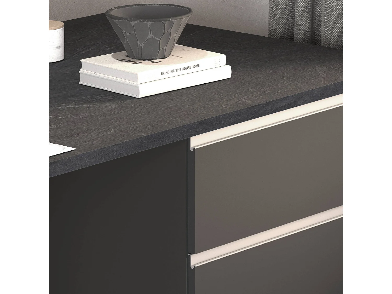 Isola da cucina Sole a 2 ante e 2 cassetti antracite opaco/report 160x90x90 cm