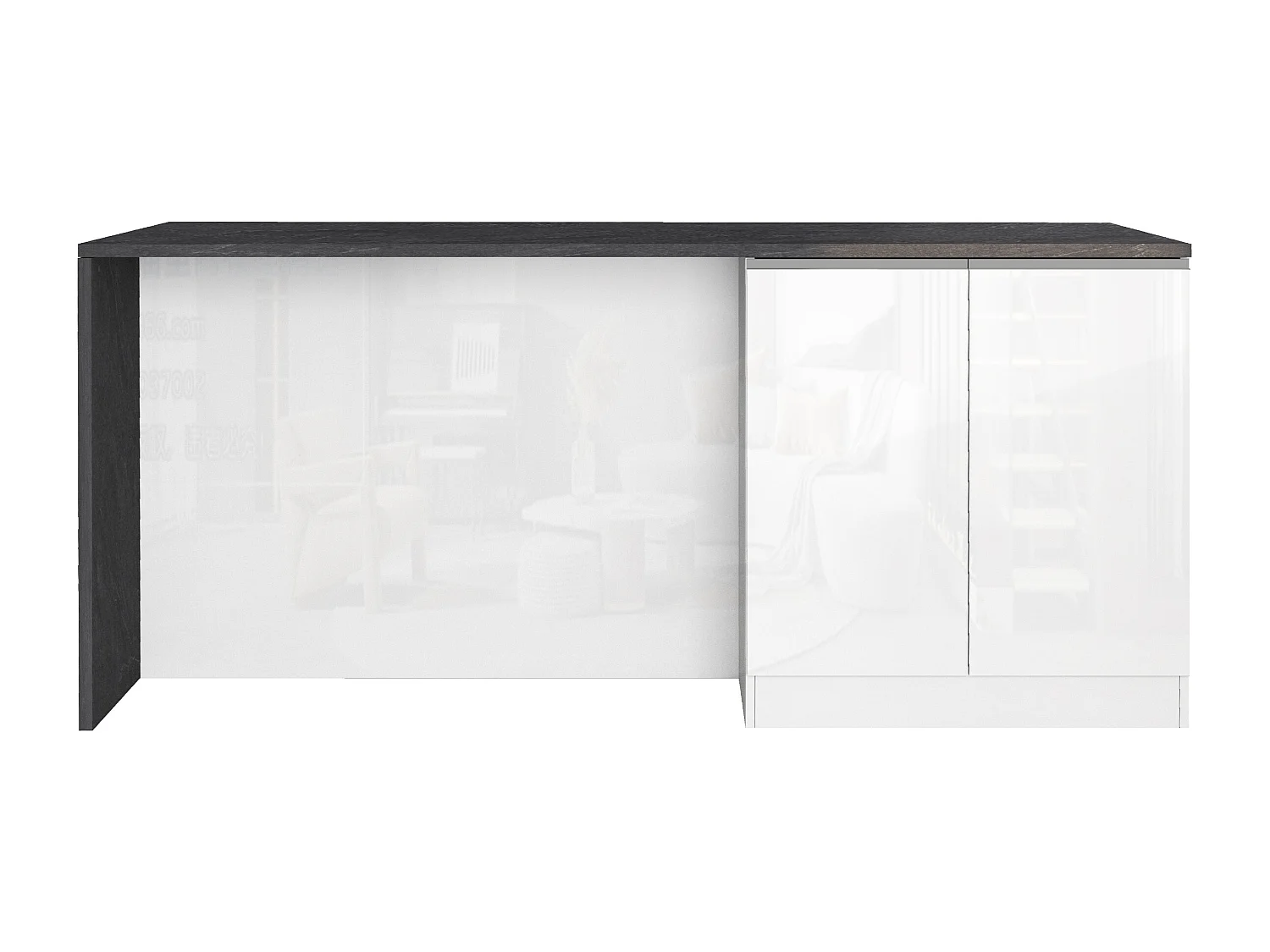 Isola da cucina Sole a 4 ante bianco lucido e report 200x90x90 cm