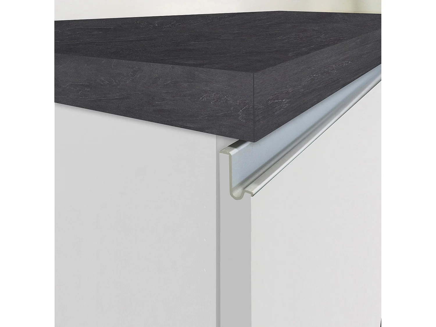 Îlot de cuisine Sole à 4 portes blanc brillant et ardoise report 200x90x90 cm