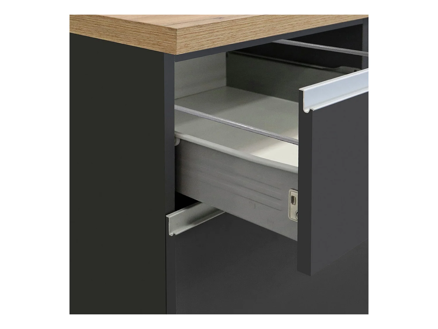 Isola da cucina Sole a 2 ante e 2 cassetti antracite opaco/rovere 160x90x90 cm