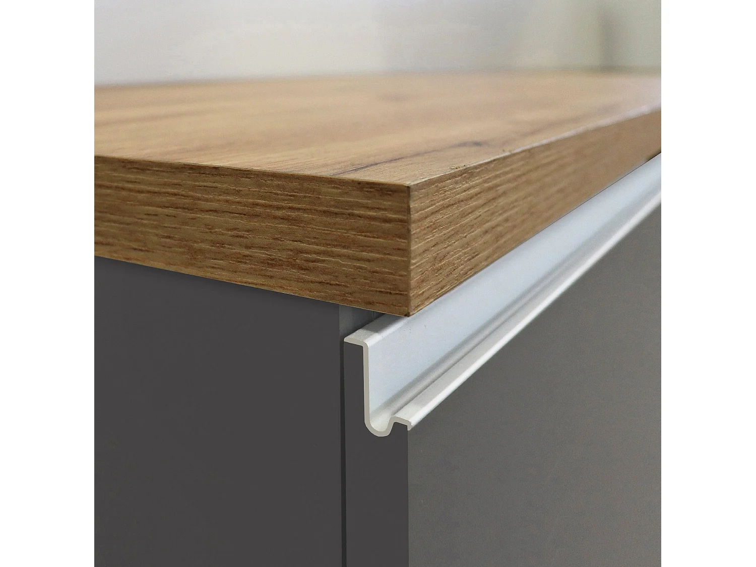 Isola da cucina Sole a 2 ante e 2 cassetti antracite opaco/rovere 160x90x90 cm