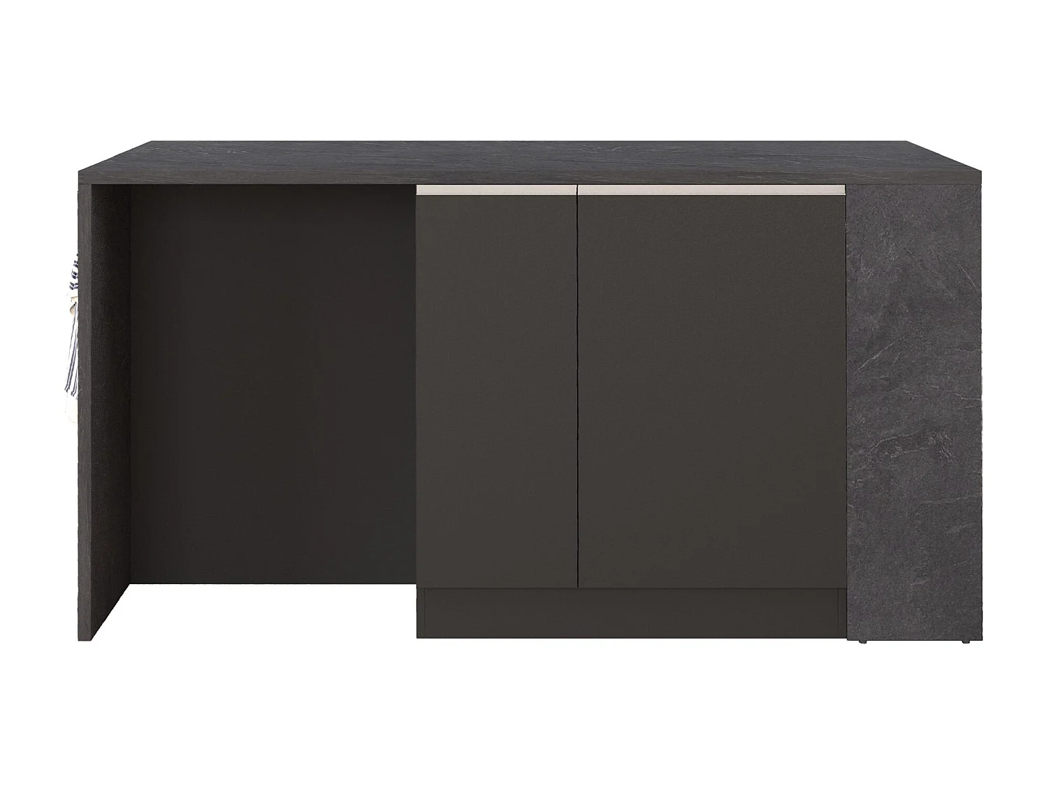 Isola da cucina Sole 2 ante 2 cassetti e 1 scaffale antracite opaco/report 168x90x91 cm