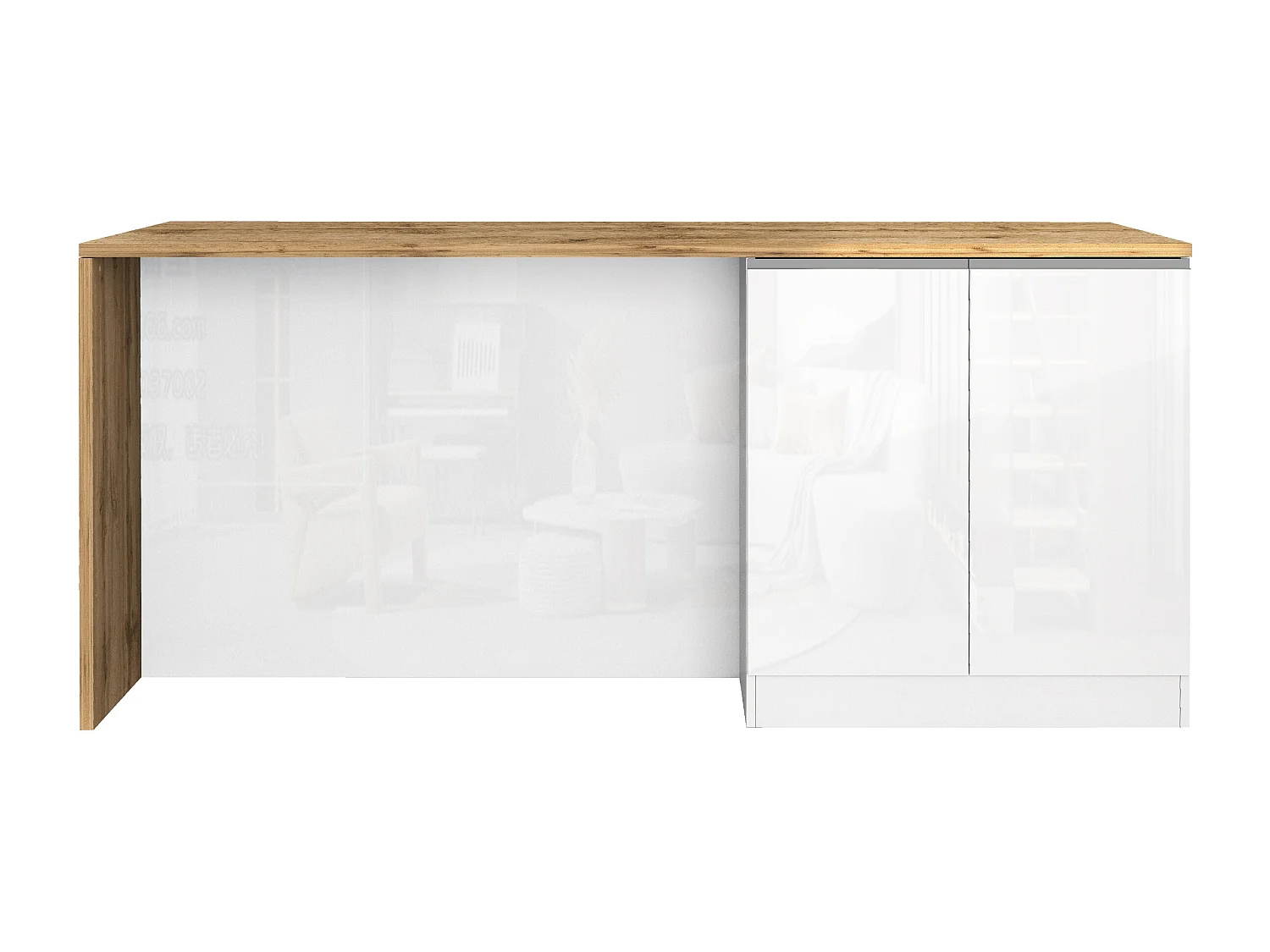 Isola da cucina Sole a 4 ante bianco lucido e rovere 200x90x90 cm