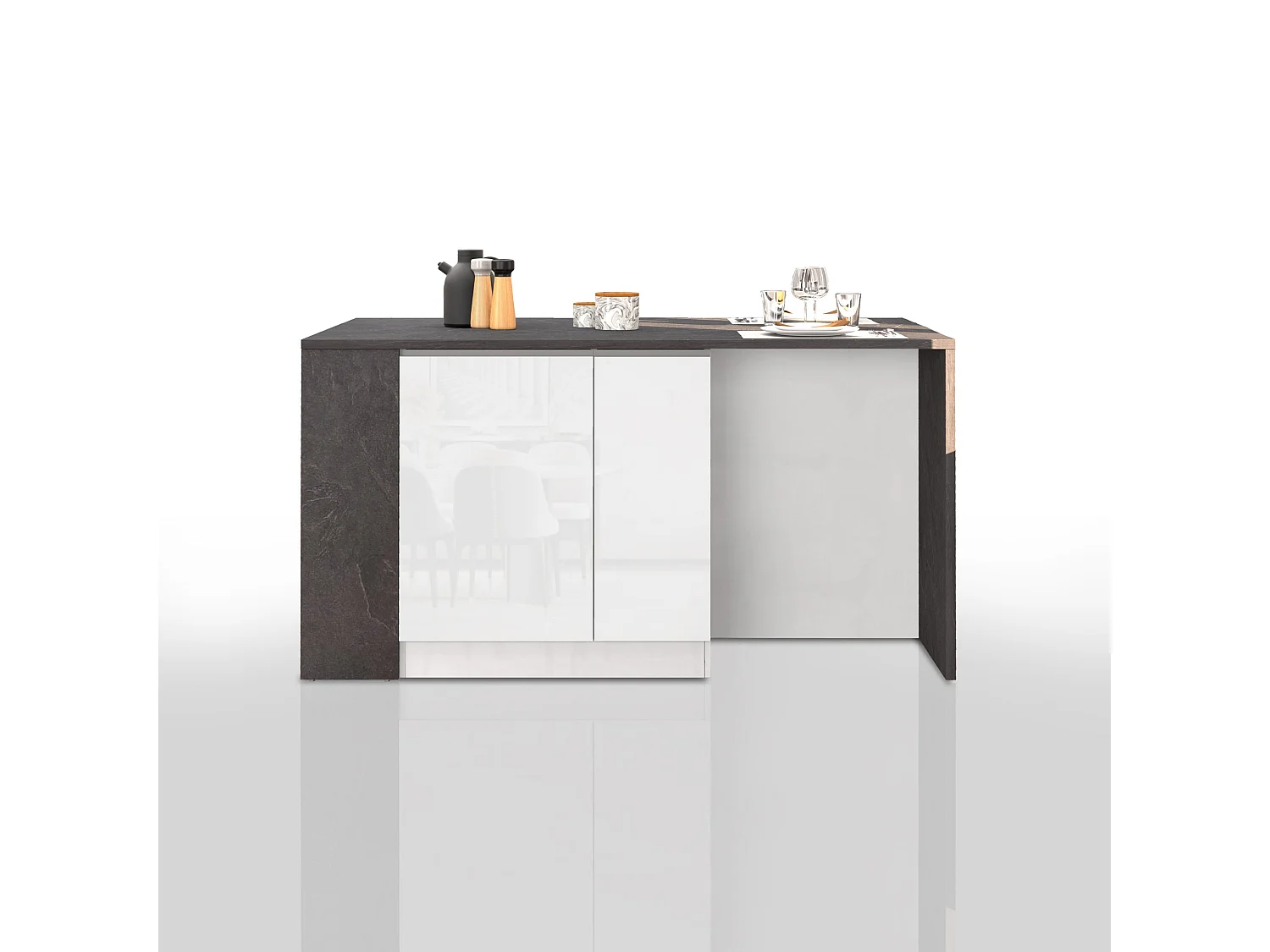 Isola da Cucina Effetto Legno Bianco Lucido/Report 168x90x91 cm