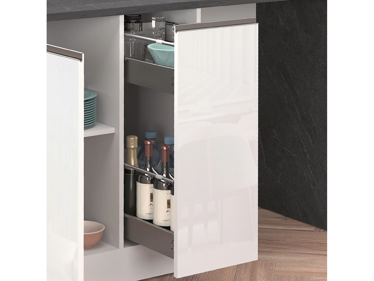 Isla de cocina efecto madera blanco brillo/report 168x90x91 cm