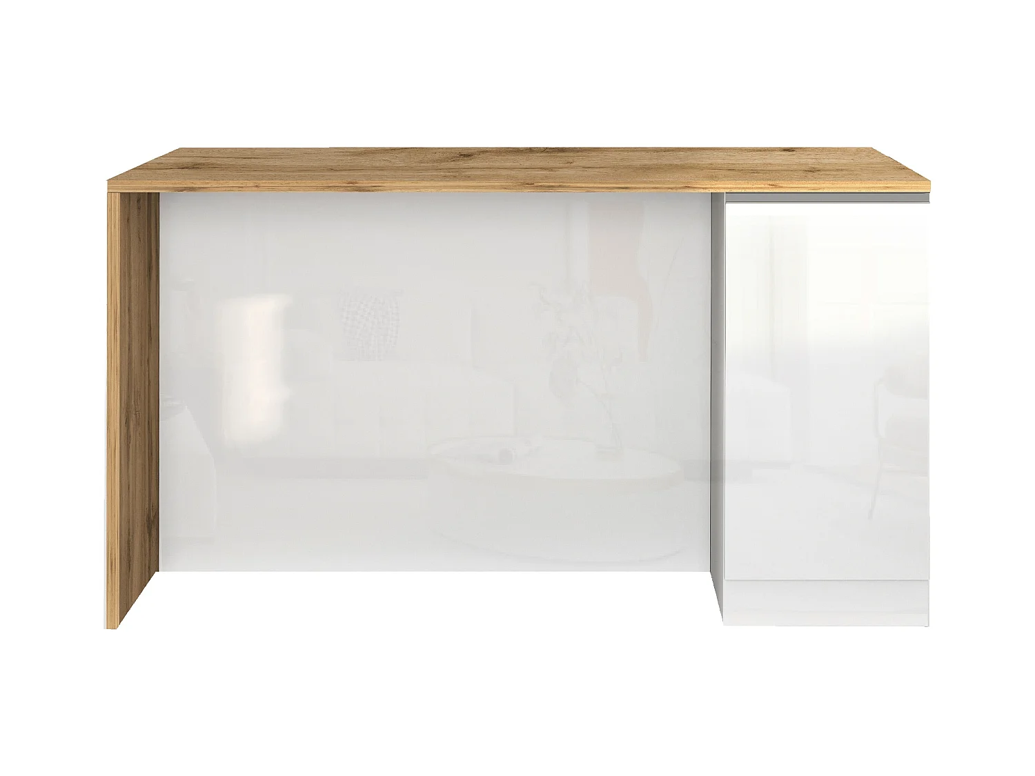 Isola da cucina Sole a 2 ante bianco lucido e rovere 160x90x90 cm