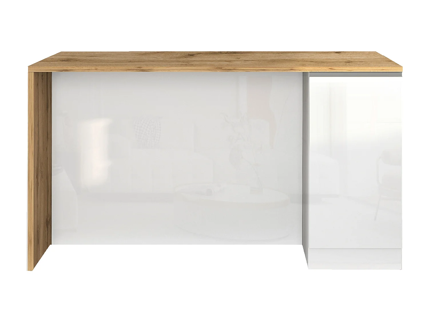 Isola da cucina Sole a 2 ante bianco lucido e rovere 160x90x90 cm