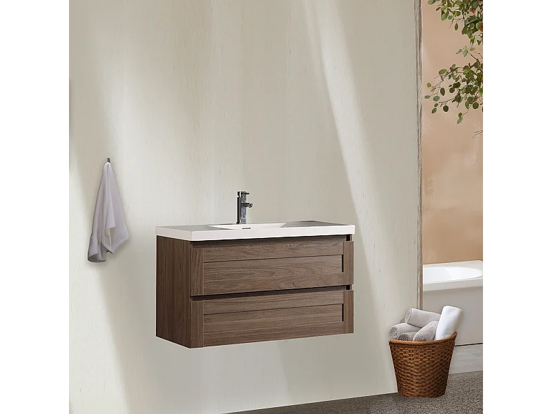 Meuble avec vasque 100 cm orme brun Aqualuna