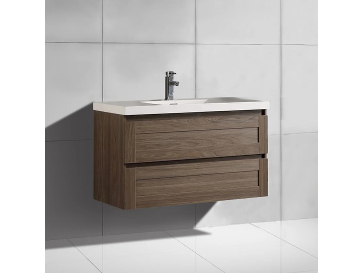 Meuble avec vasque 100 cm orme brun Aqualuna