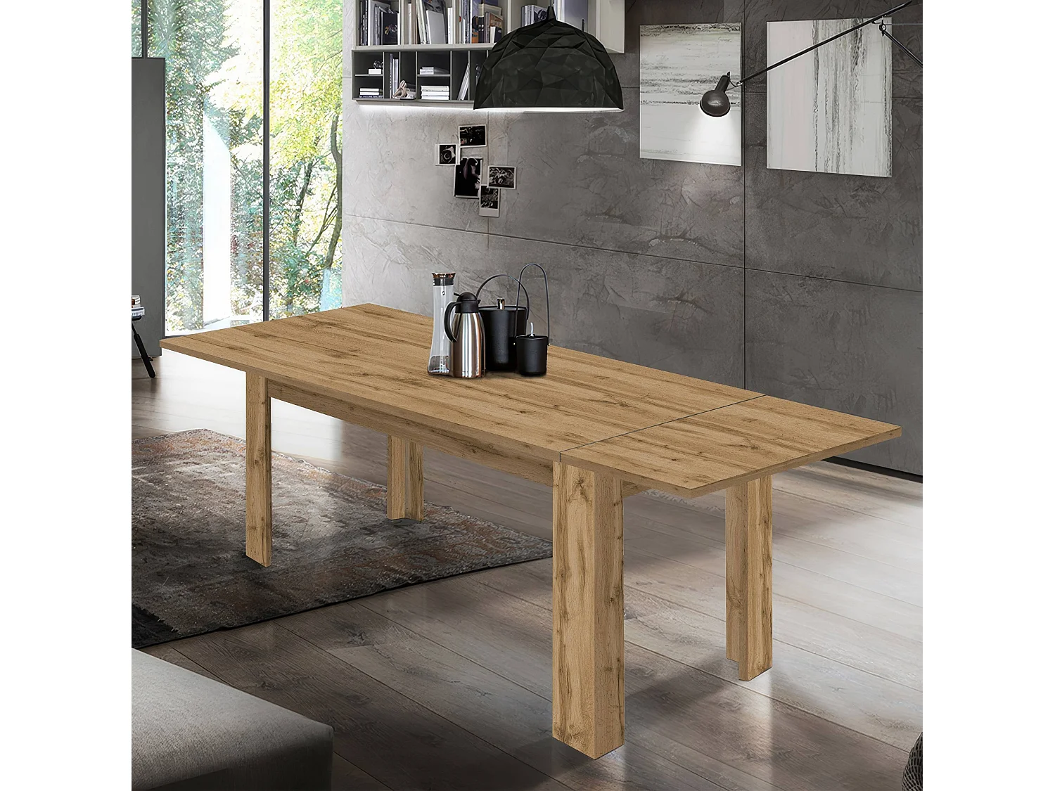 Tavolo allungabile Jesi ideale per 6-8 persone colore rovere 140/190x90x75 cm