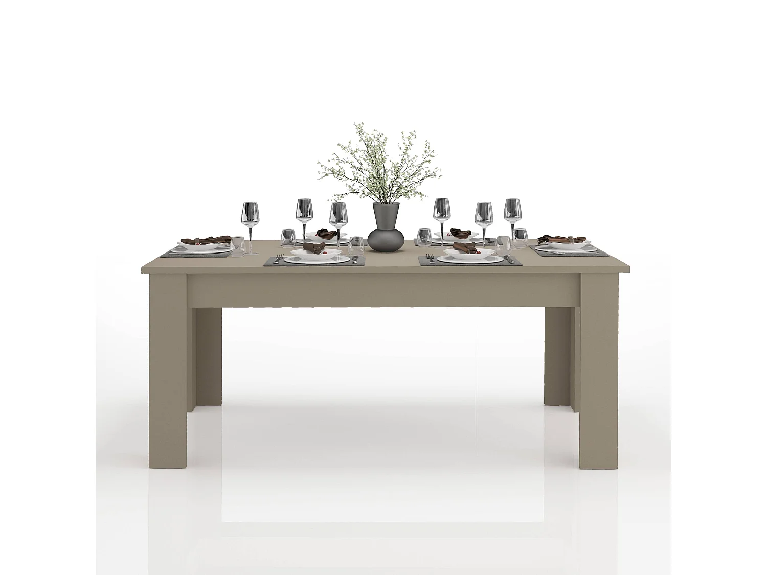 Tavolo allungabile Jesi ideale per 6-8 persone colore tortora 140/190x90x75 cm