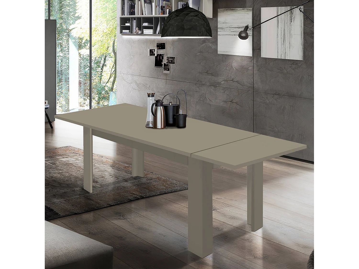 Tavolo allungabile Jesi ideale per 6-8 persone colore tortora 140/190x90x75 cm