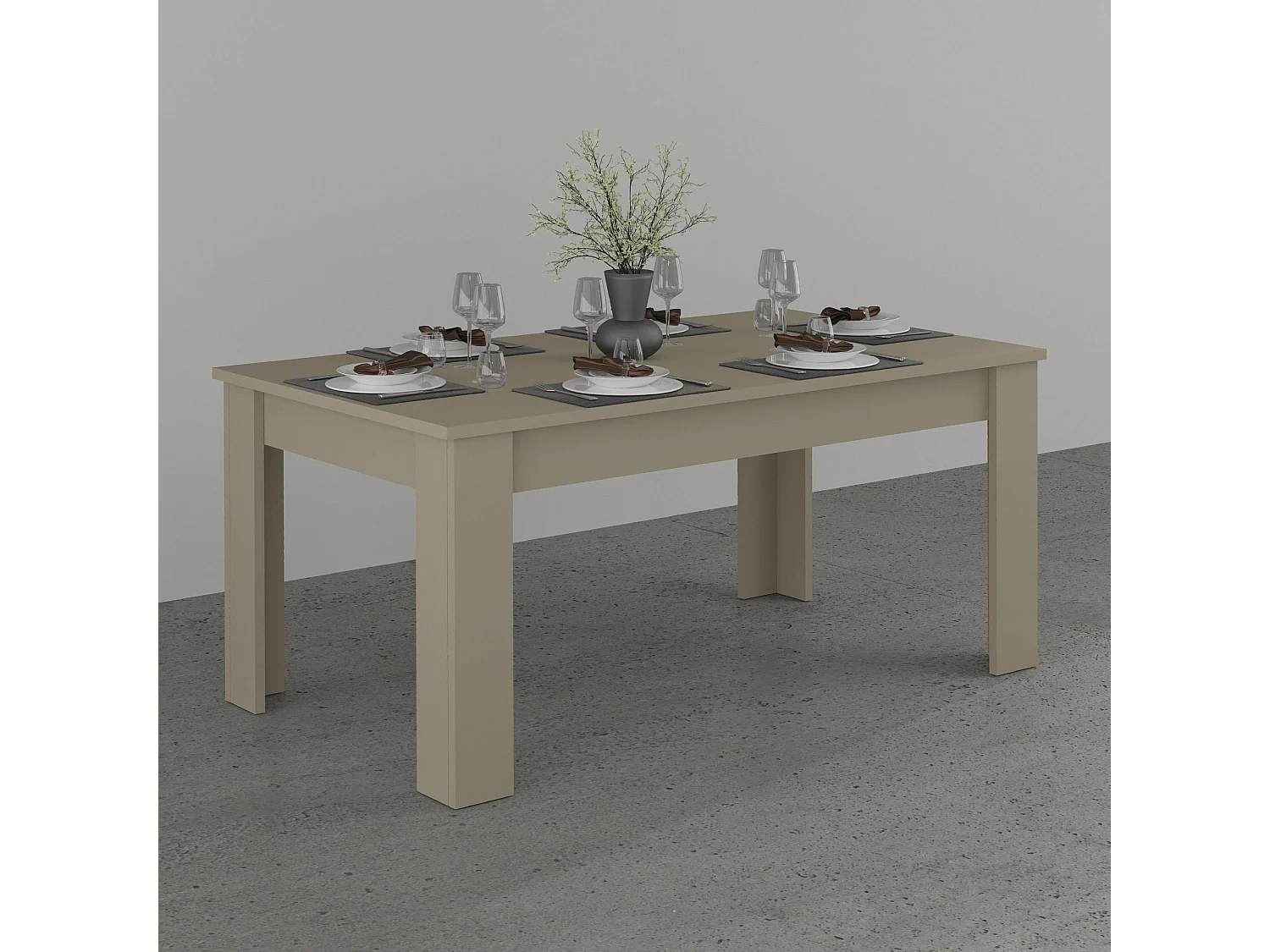 Tavolo allungabile Jesi ideale per 6-8 persone colore tortora 140/190x90x75 cm