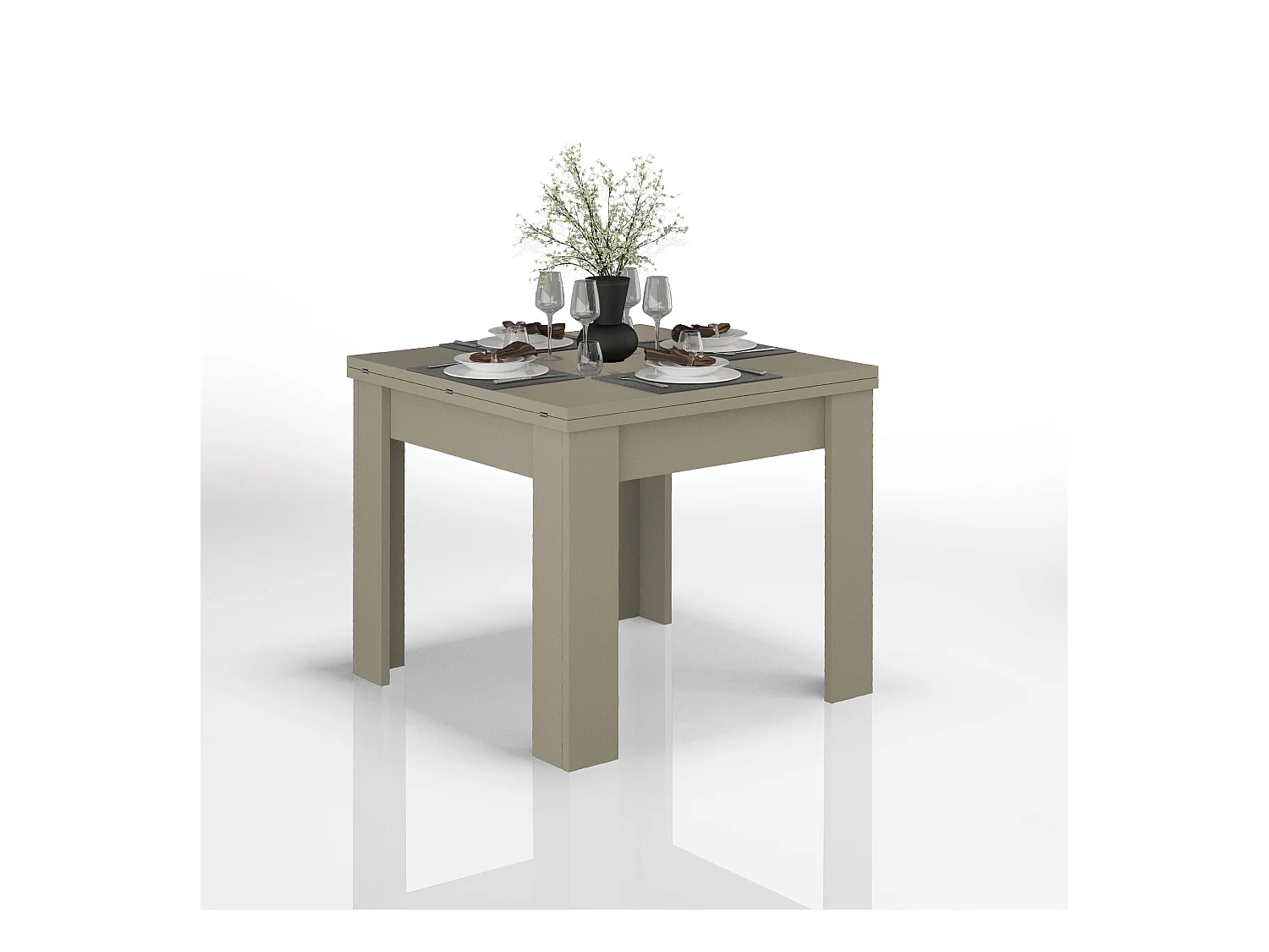 Tavolo allungabile Jesi ideale per 6-8 persone colore tortora 90/180x90x75 cm