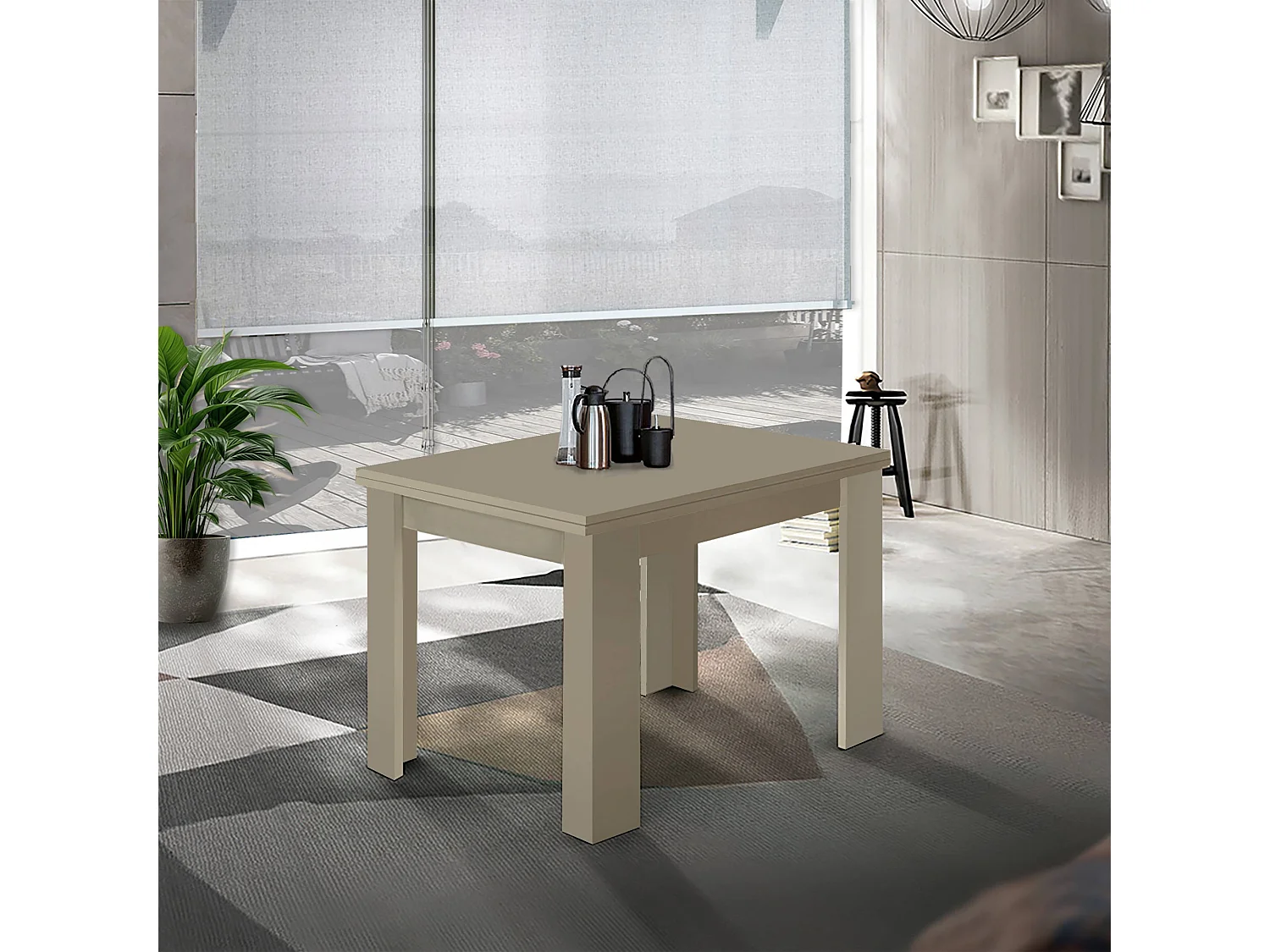 Tavolo allungabile Jesi ideale per 6-8 persone colore tortora 90/180x90x75 cm