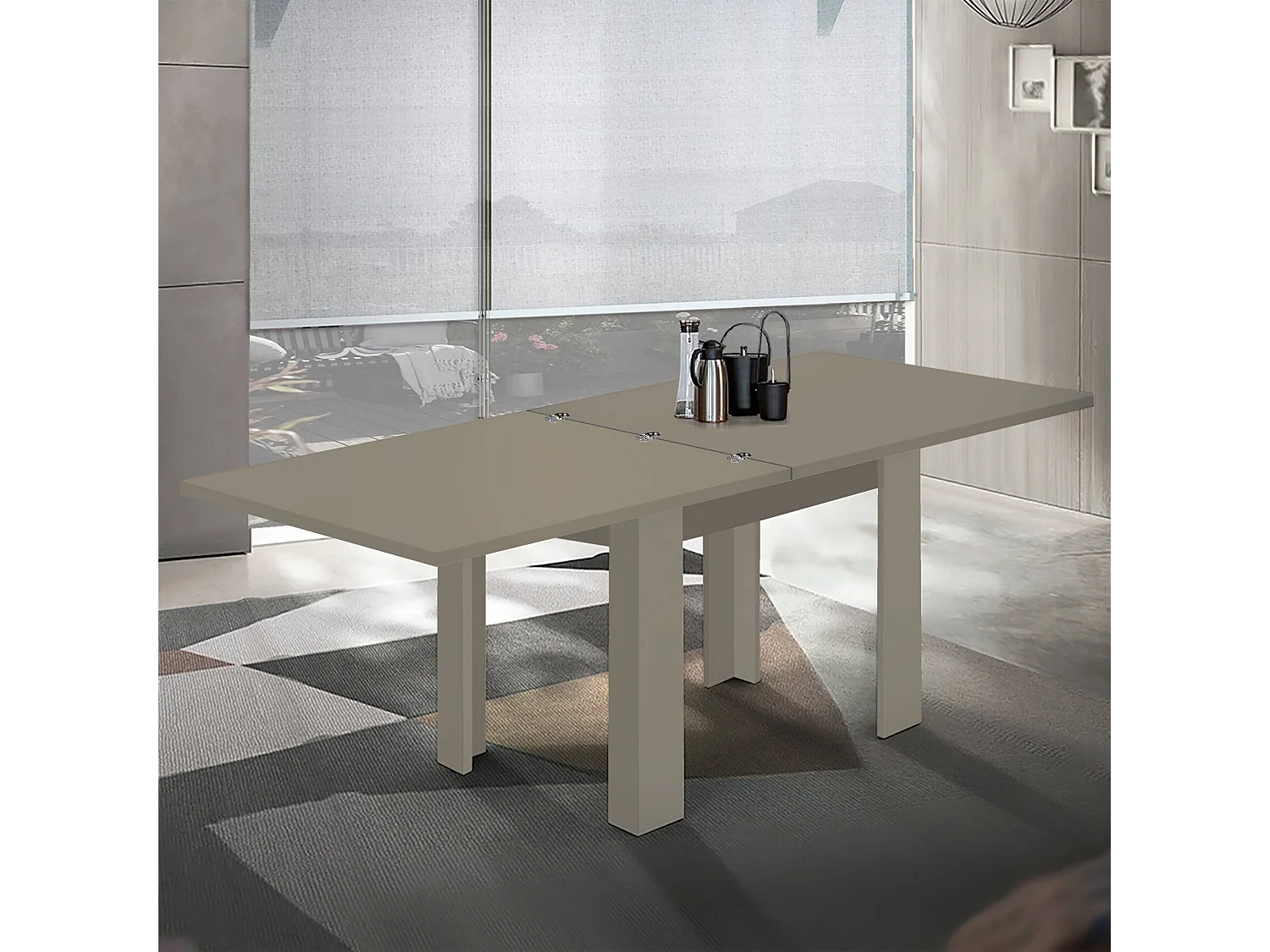 Tavolo allungabile Jesi ideale per 6-8 persone colore tortora 90/180x90x75 cm