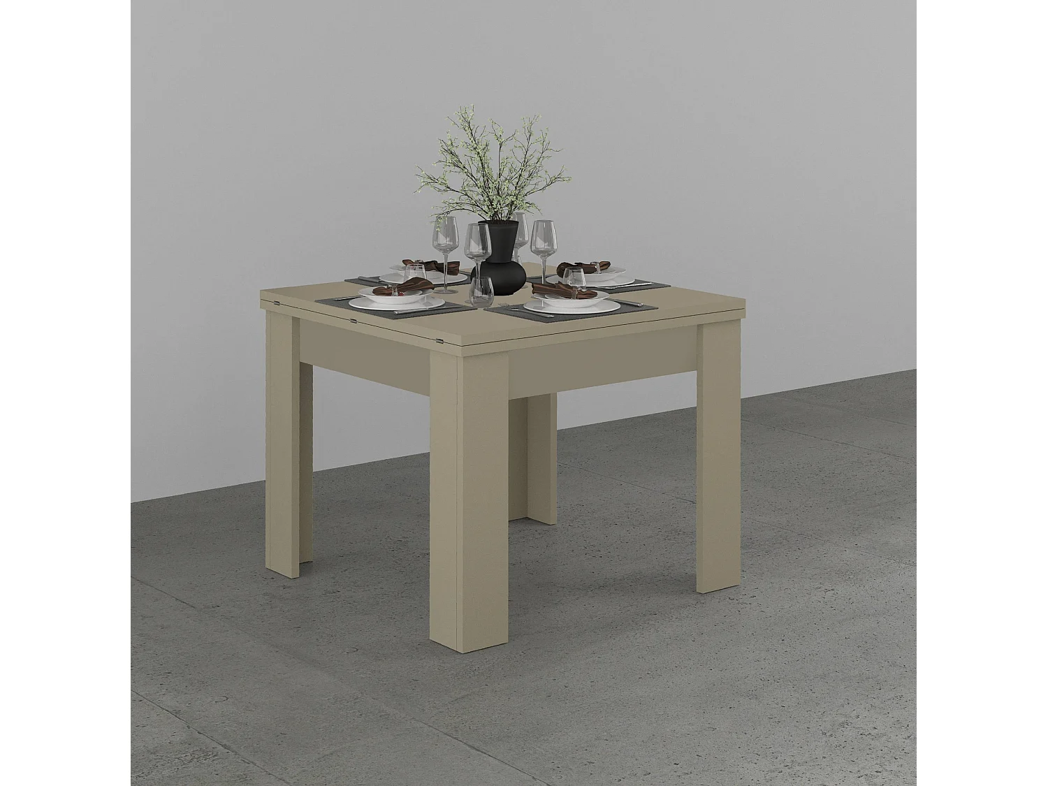 Tavolo allungabile Jesi ideale per 6-8 persone colore tortora 90/180x90x75 cm