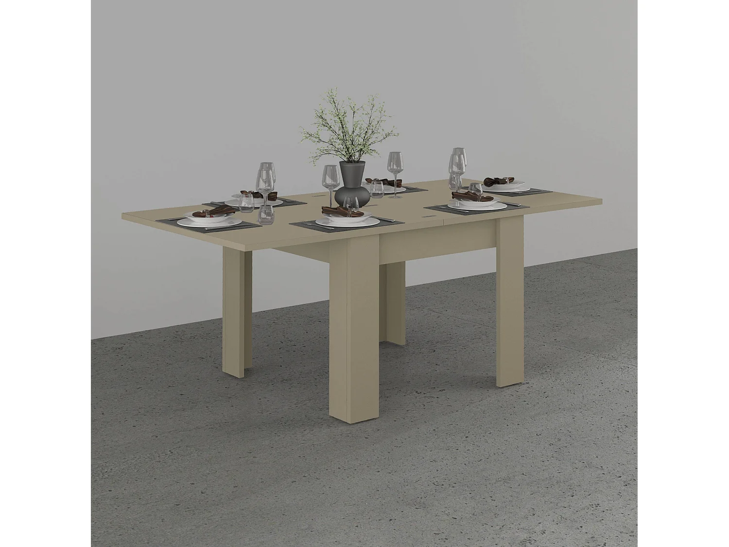 Tavolo allungabile Jesi ideale per 6-8 persone colore tortora 90/180x90x75 cm