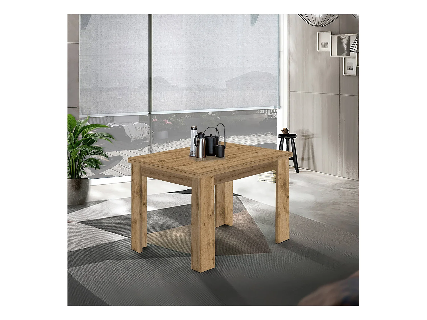 Tavolo allungabile Jesi ideale per 6-8 persone colore rovere 90/180x90x75 cm