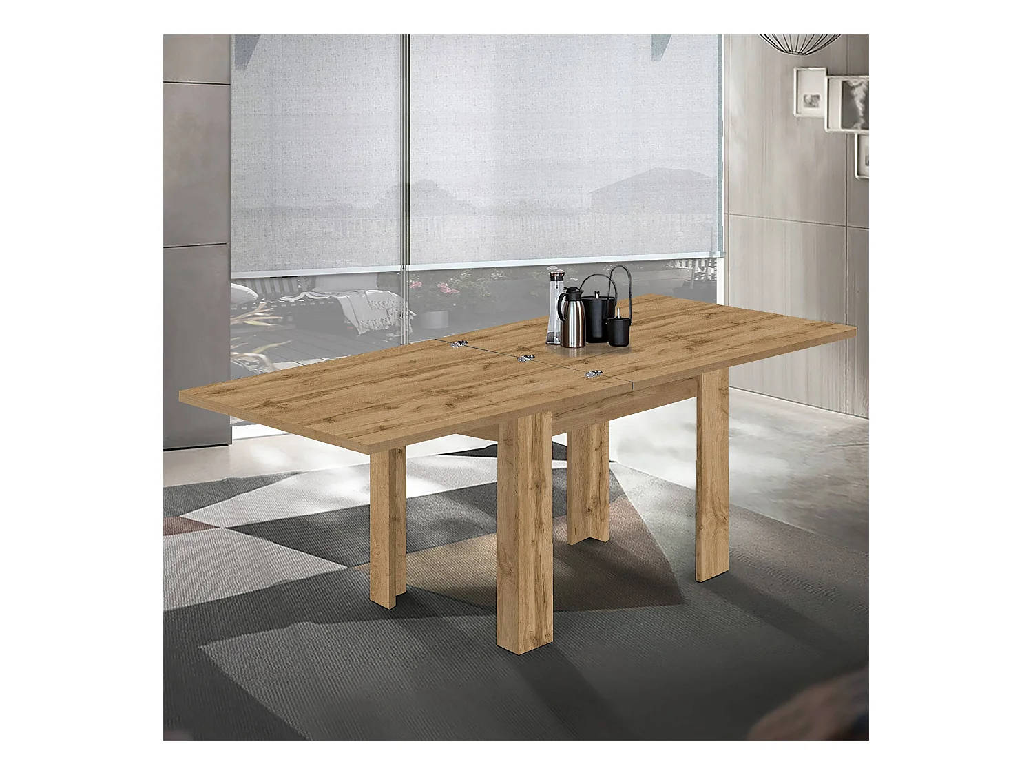 Tavolo allungabile Jesi ideale per 6-8 persone colore rovere 90/180x90x75 cm