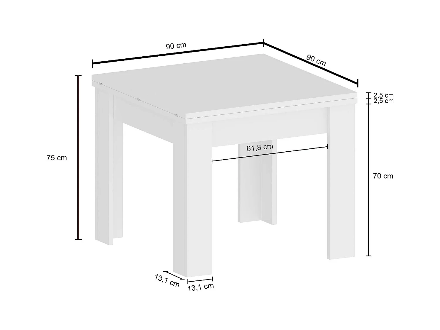 Tavolo allungabile Jesi ideale per 6-8 persone colore rovere 90/180x90x75 cm