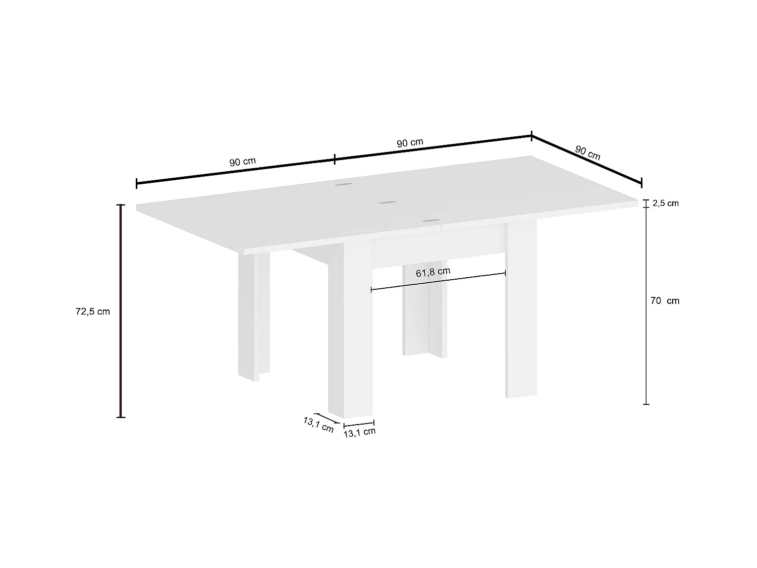 Tavolo allungabile Jesi ideale per 6-8 persone colore rovere 90/180x90x75 cm